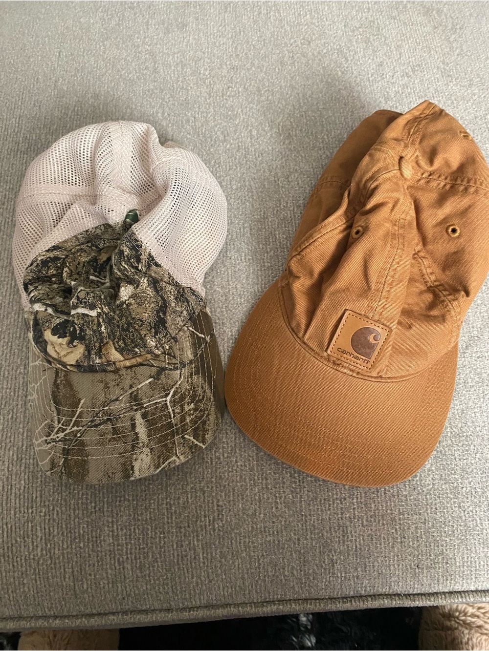 Carhartt Brown Canvas Baseball Cap Bundle with Camo George Hat